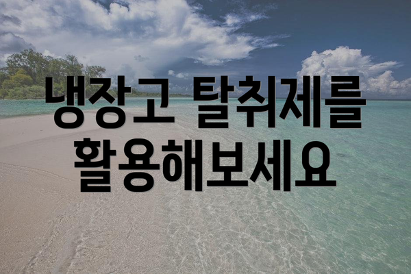 냉장고 탈취제를 활용해보세요