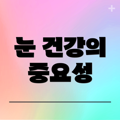 눈 건강의 중요성