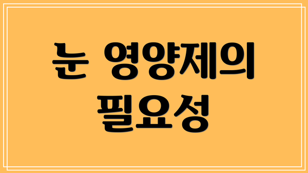 눈 영양제의 필요성