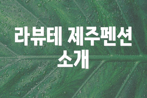 라뷰테 제주펜션 소개