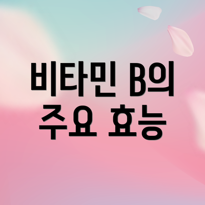 비타민 B의 주요 효능