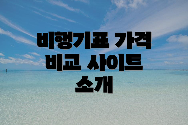 비행기표 가격 비교 사이트 소개