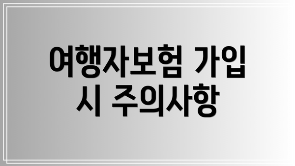 여행자보험 가입 시 주의사항