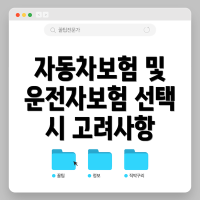 자동차보험 및 운전자보험 선택 시 고려사항