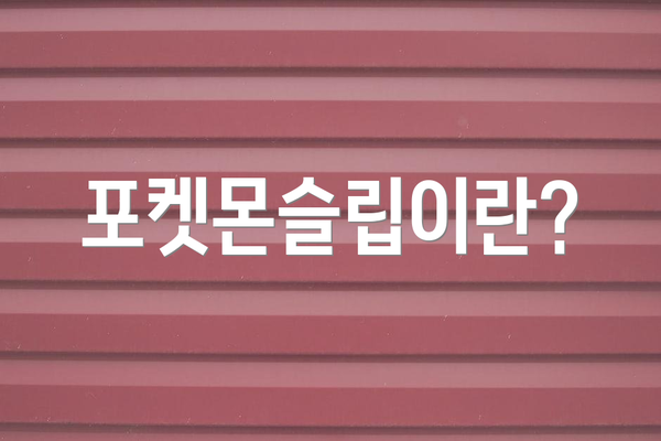 포켓몬슬립이란?