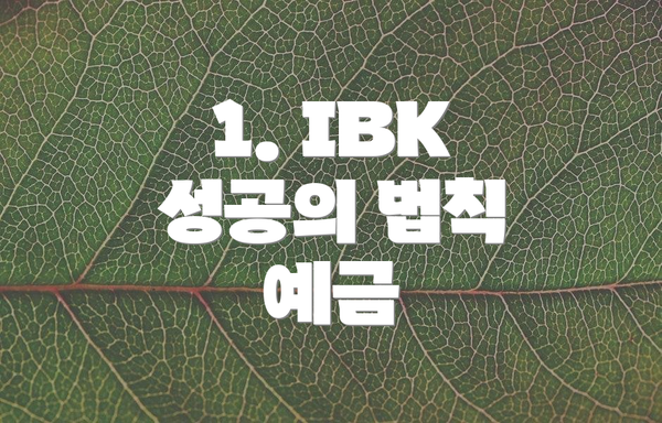 1. IBK 성공의 법칙 예금