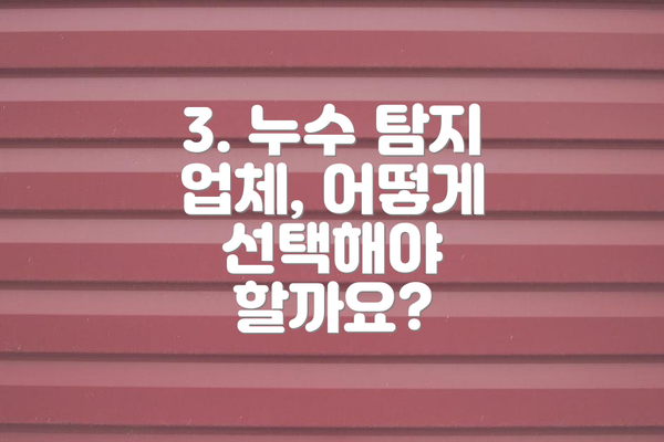 3. 누수 탐지 업체, 어떻게 선택해야 할까요?