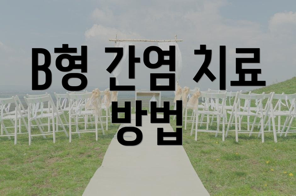 B형 간염 치료 방법