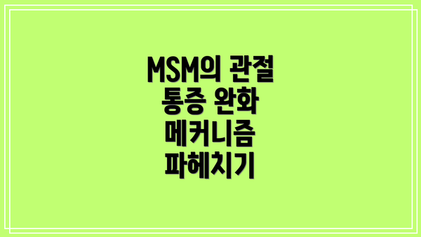 MSM의 관절 통증 완화 메커니즘 파헤치기