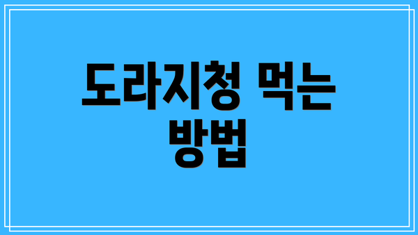 도라지청 먹는 방법
