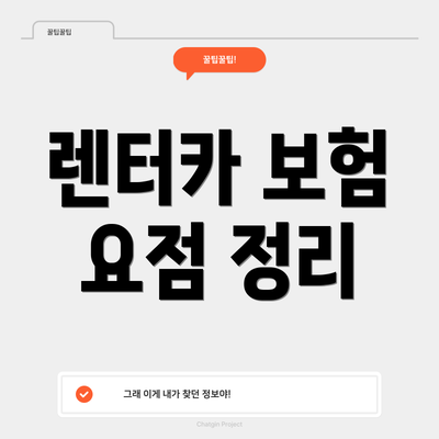 렌터카 보험 요점 정리