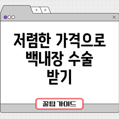 저렴한 가격으로 백내장 수술 받기